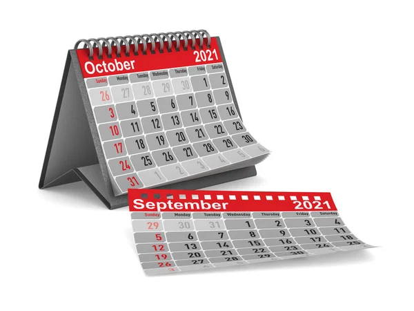 2021 Años Calendario Para Octubre Ilustración Aislada — Foto de Stock