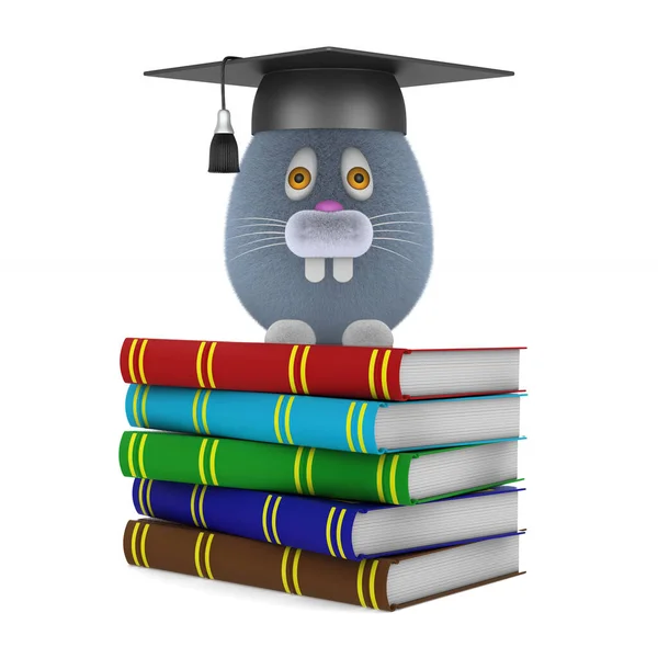 Lapin Casquette Graduation Sur Fond Blanc Illustration Isolée — Photo