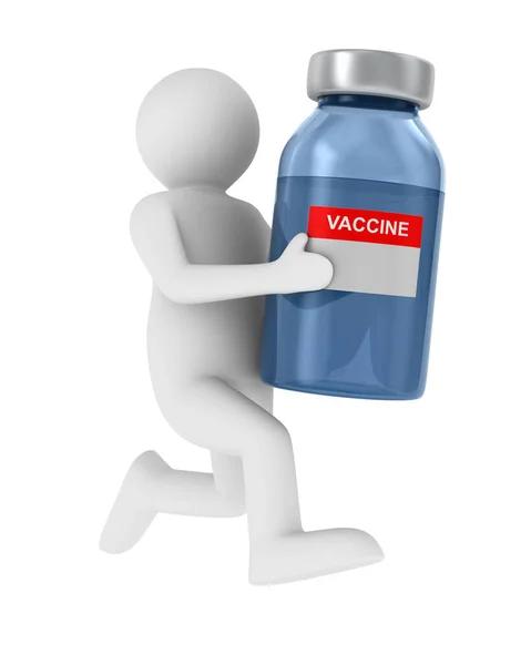 Man Carry Vaccine Covid White Background Isolated Illustration — Stock Photo, Image