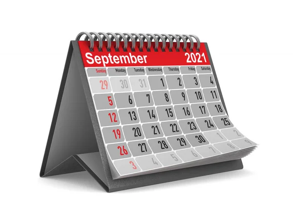 2021 Jaar Kalender Voor September Geïsoleerde Illustratie — Stockfoto