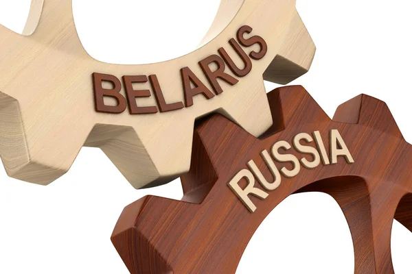 Beyaz Arka Planda Beyaz Rusya Ile Rusya Arasındaki Ilişki Zole — Stok fotoğraf