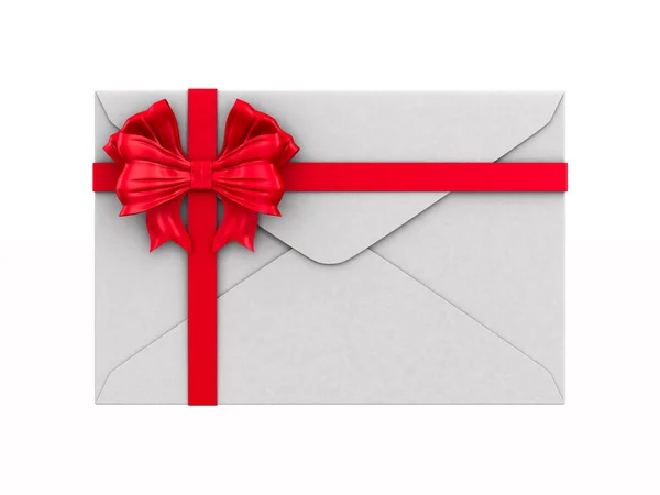 Envelope Bow White Background Isolated Illustration — Stock Photo, Image