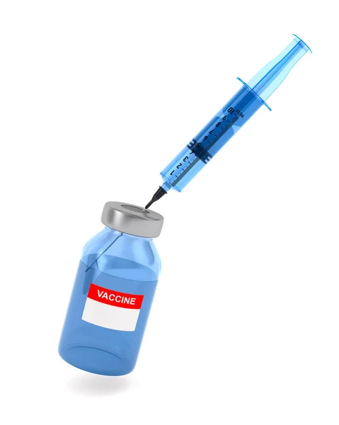 Flessenvaccin Spuit Witte Achtergrond Geïsoleerde Illustratie — Stockfoto