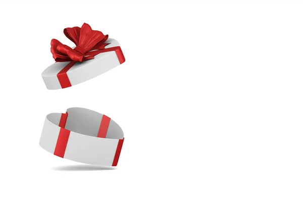 White Box Red Bow White Background Isolated Illustration — Stock Photo, Image