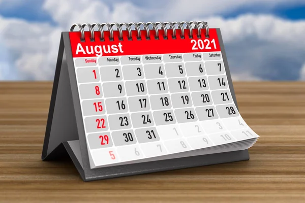 2021 Años Calendario Para Agosto Ilustración —  Fotos de Stock