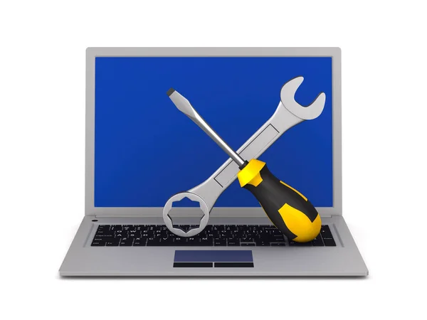 Laptop Gereedschap Witte Achtergrond Geïsoleerde Illustratie — Stockfoto