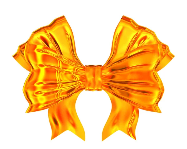 Golden Bow White Background Isolated Illustration — Stock Photo, Image