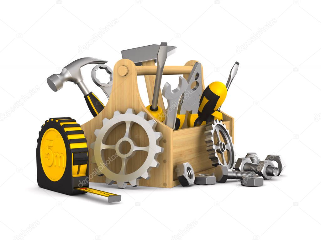 toolbox on white background. Isolated 3D illustration