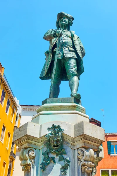 Monument in Honour of Carlo Goldoni in Venice, Italy. The monument was erected in Campo San Bartolomeo in 1883