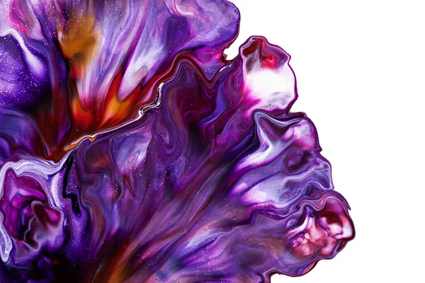 Acrylic paint pouring.  Fluid art abstract background with isolated edge. Floral theme
