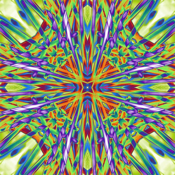 Konst psykedeliska mönster. Abstrakt symmetriska färgstarka bakgrund. — Stockfoto