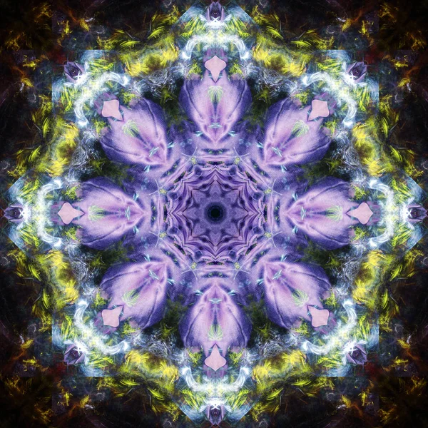 Psychedelische patroon van de kunst. Abstract symmetric kleurrijke achtergrond. — Stockfoto