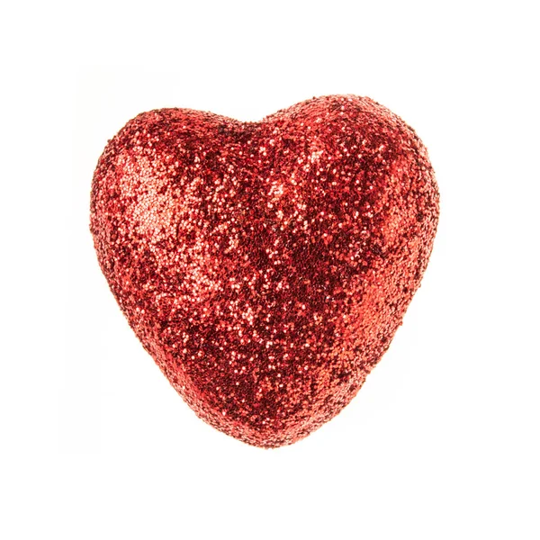 Rote Glitzerherzen Isoliert Auf Weißem Hintergrund Liebe Und Valentinstag Konzept — Stockfoto