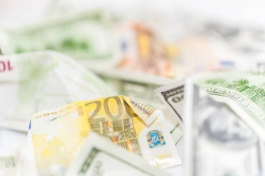 Sahte dolar ve euro para arka plan buruşuk