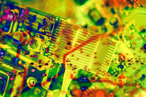 Patrón abstracto con elementos electrónicos de placa de circuito. —  Fotos de Stock