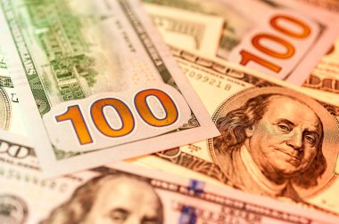 Dolar faturaları arka plan. Nakit parayı kapatın.