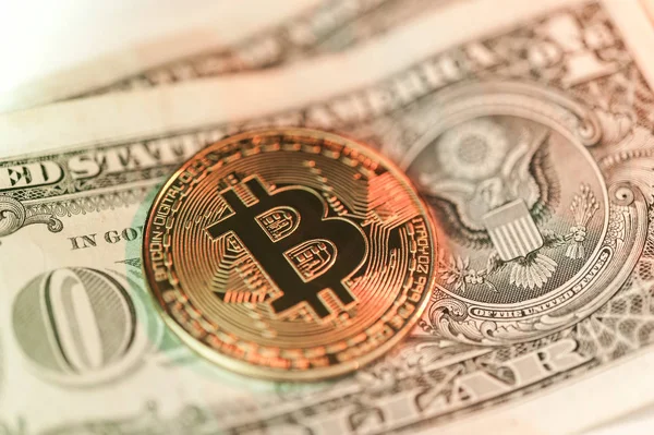 Bir dolar için Exchange bitcoin. Finans arka plan.