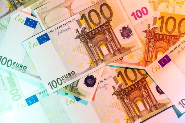 Euro rekeningen achtergrond. Close-up van contant geld. — Stockfoto