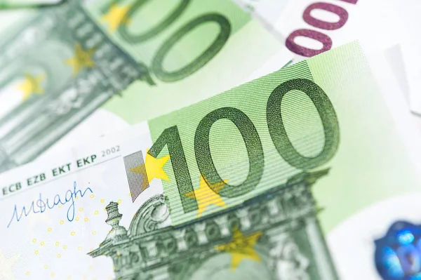 Euro rekeningen achtergrond. Close-up van contant geld. — Stockfoto