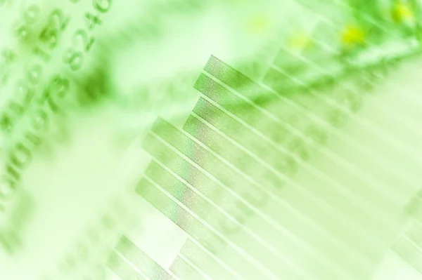 Double exposure Stock market display or forex trading graph and candlestick chart on Euro banknote. — Stock Photo, Image