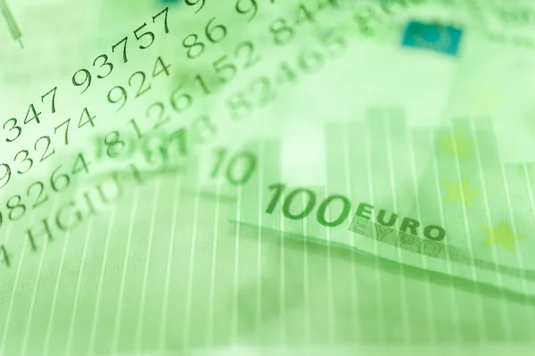 Çift Pozlama borsa ekran veya grafik ve mum grafik Euro banknot üzerinde ticaret forex. — Stok fotoğraf