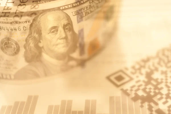 Çift Pozlama borsa ekran veya grafik ve mum grafik doları banknot üzerinde ticaret forex — Stok fotoğraf