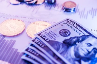 Ekonomi eğilimleri sanal dijital para arka plan.