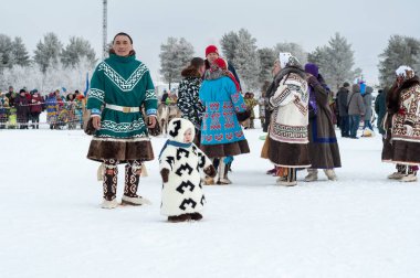 Russkinskie, Surgut, Khmao Ugra, Sibirya, Rusya, 2019.03.23. Ren geyiği çobanları, avcılar, balıkçılar ulusal tatil.