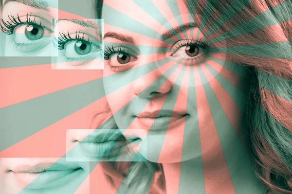 Arte contemporáneo cartel collage abstracto con mujer atractiva. Concepto de diseño mínimo. Arte moderno . — Foto de Stock