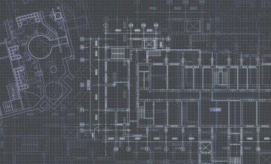 Teknik çizimler ile mimari arka plan. Planlar doku planı. Mimari projenin çizim parçası.