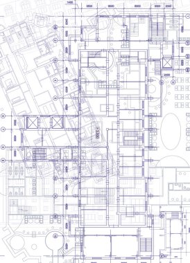 Teknik çizimler ile mimari arka plan. Planlar doku planı. Mimari projenin çizim parçası.