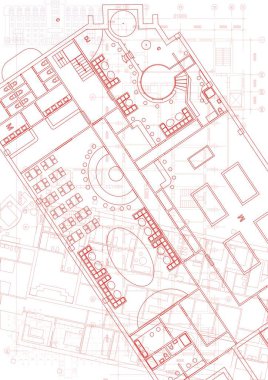 Teknik çizimler ile mimari arka plan. Planlar doku planı. Mimari projenin çizim parçası.