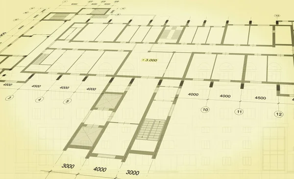 Architectural background with technical drawings. Blueprints plan texture. Drawing part of architectural project.