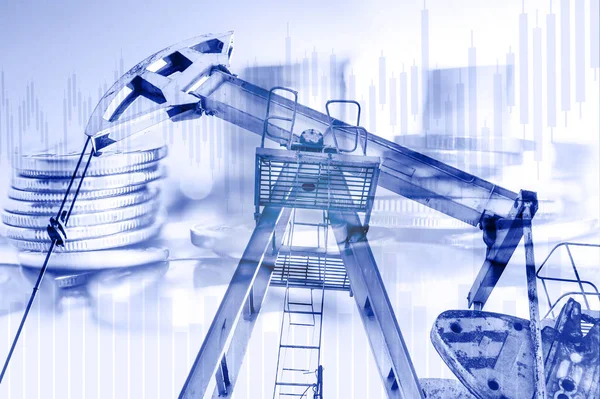 Petrol ve gaz endüstrisi, iş ve finansal arka plan. Madencilik, petrol rafinerisi sanayi ve borsa konsepti. — Stok fotoğraf