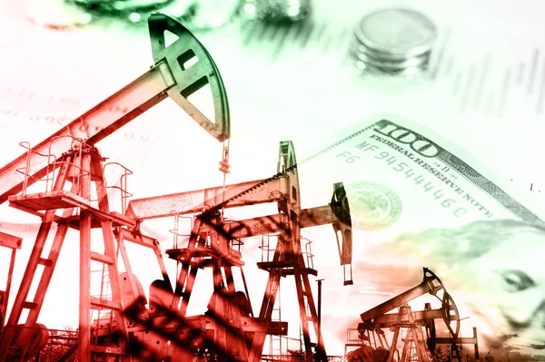 Olie-en gasindustrie, zakelijke en financiële achtergrond. Mijnbouw, olieraffinaderij industrie en beurs concept. — Stockfoto