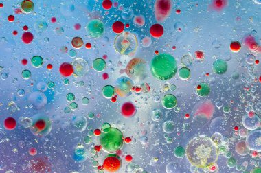 Renkli yağ mürekkep kabarcıklar ve damla. Soyut şablon karma doku arka plan. Duvar kağıdı deseni.