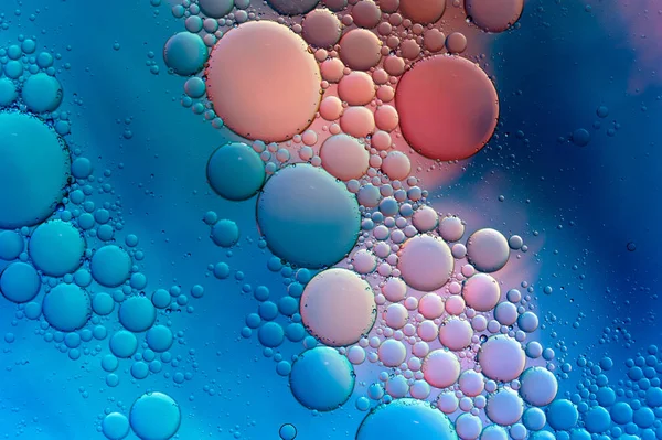 五颜六色的油墨水气泡和下降。抽象模板混合纹理背景。壁纸图案. — 图库照片