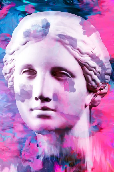 Плакат современного концептуального искусства с древней статуей бюста Венеры. Коллаж современного искусства . — стоковое фото
