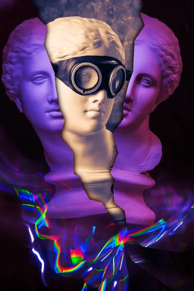 Плакат современного концептуального искусства с древней статуей бюста Венеры. Коллаж современного искусства . — стоковое фото