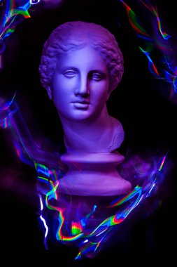 Venüs büstü antik heykeli ile modern kavramsal sanat posteri. Çağdaş sanat fotoğrafı.