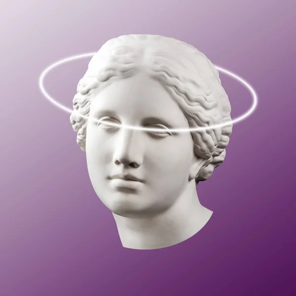 Сучасна концептуальна художня афіша з древніми статуєю погруддя Венери. Колаж сучасного мистецтва. — стокове фото