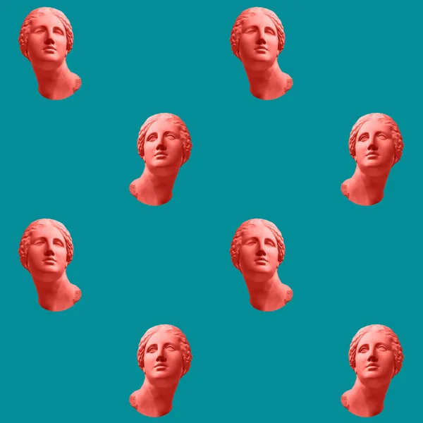 Naadloos patroon met oude standbeeld van buste van Venus. Collage van hedendaagse kunst. — Stockfoto