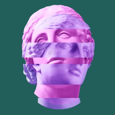 Venüs 'ün büstü antik heykeli ile modern kavramsal sanat poster. Çağdaş sanat kolaj.
