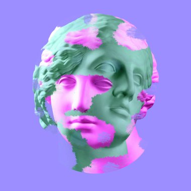 Venüs 'ün büstü antik heykeli ile modern kavramsal sanat poster. Çağdaş sanat kolaj.