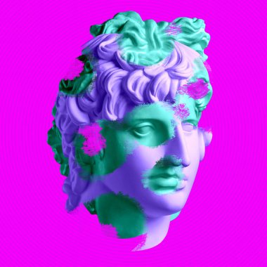 Venüs 'ün büstü antik heykeli ile modern kavramsal sanat poster. Çağdaş sanat kolaj.