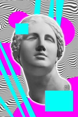Venüs 'ün büstü antik heykeli ile modern kavramsal sanat poster. Çağdaş sanat kolaj.