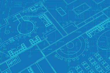 Teknik çizimleri olan bir mimari geçmişi var. Site planı dokusu. Ev planı, çizim, mimari projenin bir parçası..