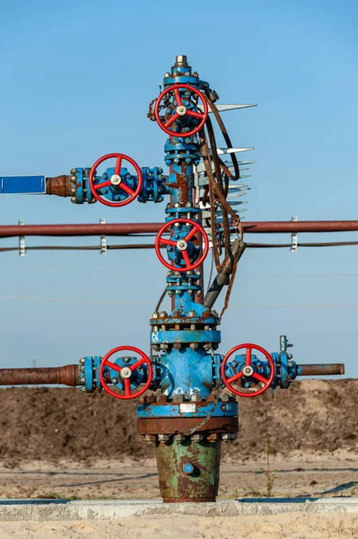 Petroleum Well Wellhead Equipment Hand Valve Handwheel Flow Line Oilfield — Stock Photo, Image