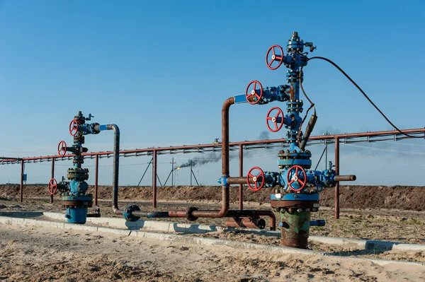Petroleum Well Wellhead Equipment Hand Valve Handwheel Flow Line Oilfield — Stock Photo, Image