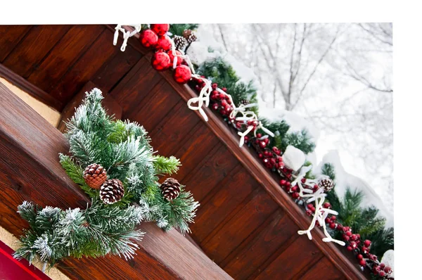 Casa Decorată Crăciun Decorarea Fațadei Casei Pentru Sărbătorile Crăciun — Fotografie, imagine de stoc